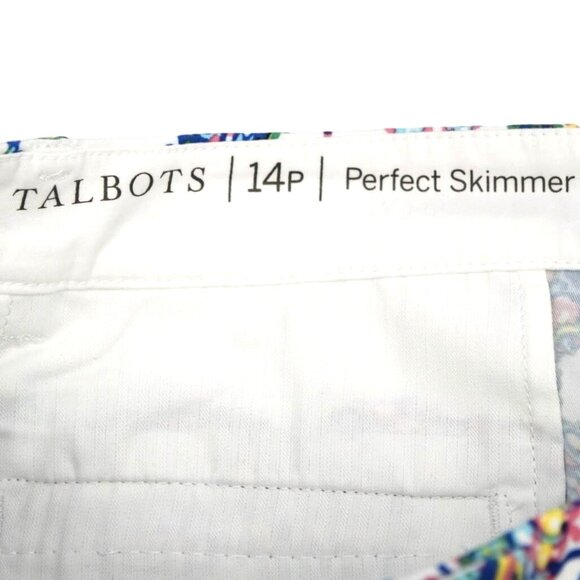 Talbots Perfect Skimmer Pants Womens 14P Multicolor Paisley Cotton Pedal Pushers - Picture 6 of 8